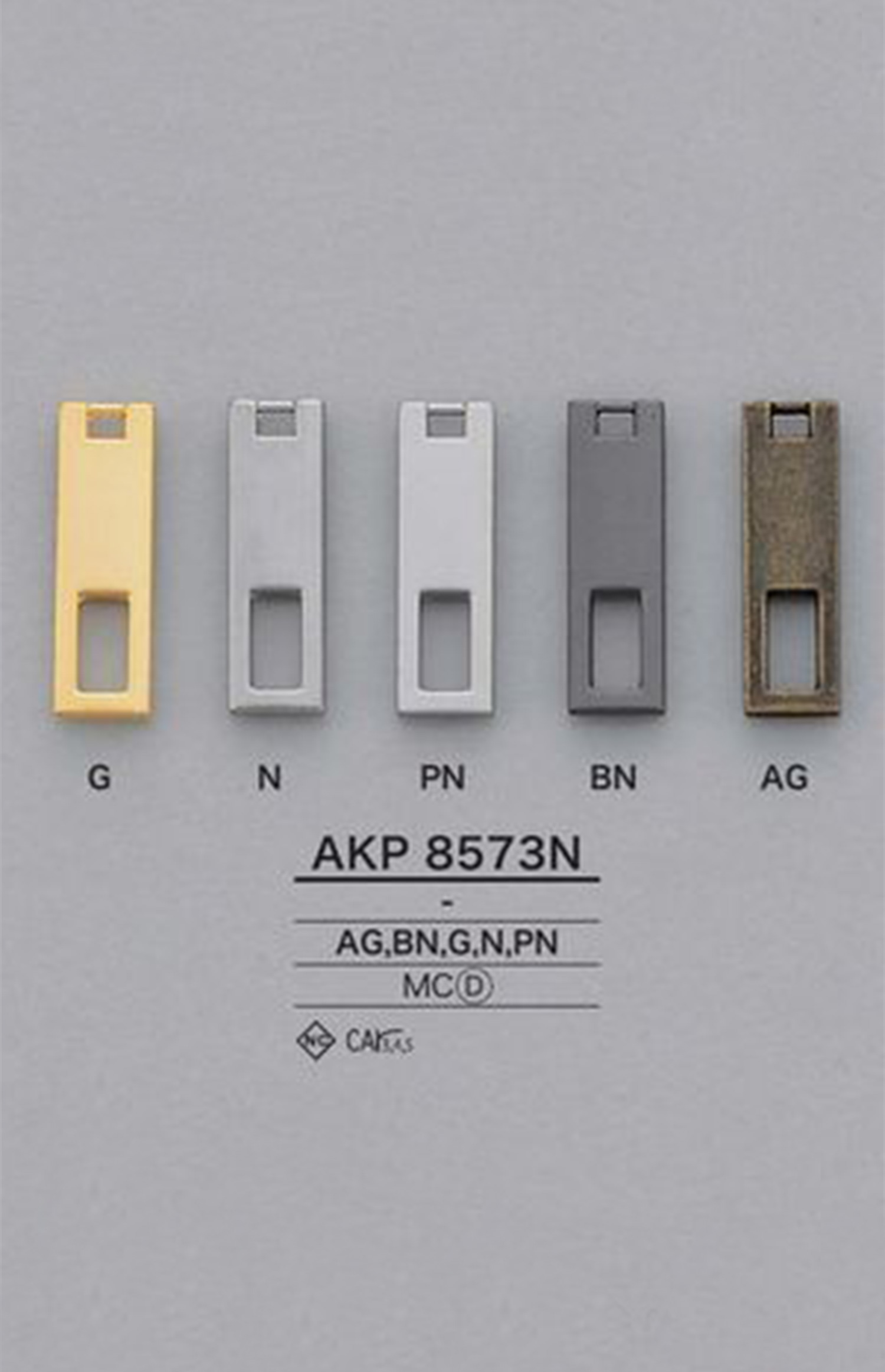 AKP8573N Quadratische Reißverschlussspitze (Zuglasche) IRIS