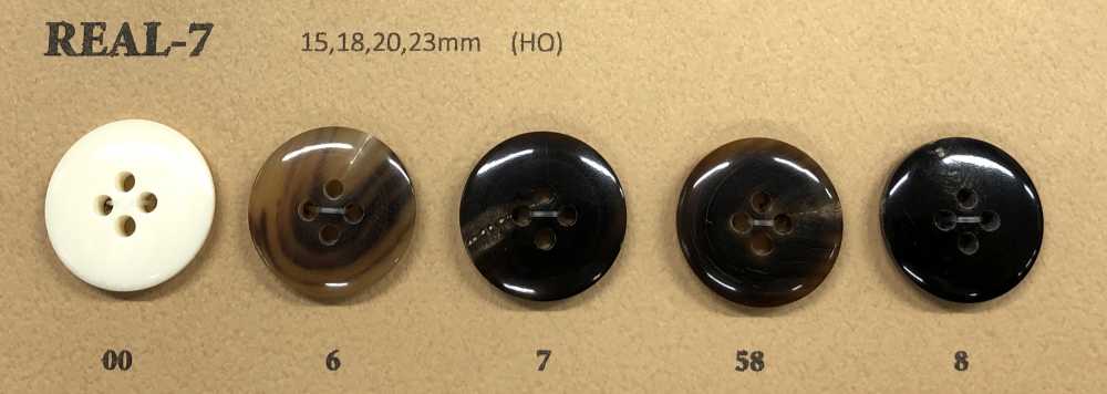 REAL-7 Einfacher Buffalo Glossy 4-Loch-Hornknopf[Taste] Koutoku Button