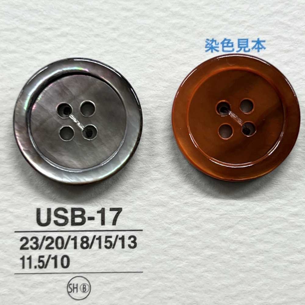 USB17 Natürliche Materialien, Schwarz Gebeizt, Perlmutt, Muschel, Tischloch, Vier Löcher, Glänzender Knopf[Taste] IRIS