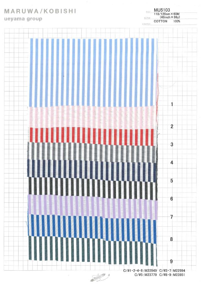 MU5103OG Schreibmaschinentuch Streifen[Textilgewebe] Ueyama Textile