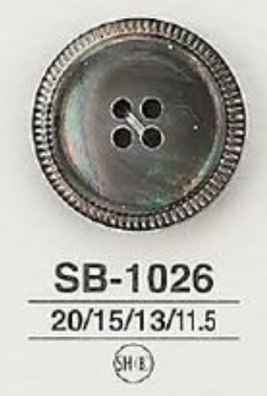 SB-1026 Perlmutt-Muschel, 4-Loch-Front, Glänzende Knöpfe[Taste] IRIS