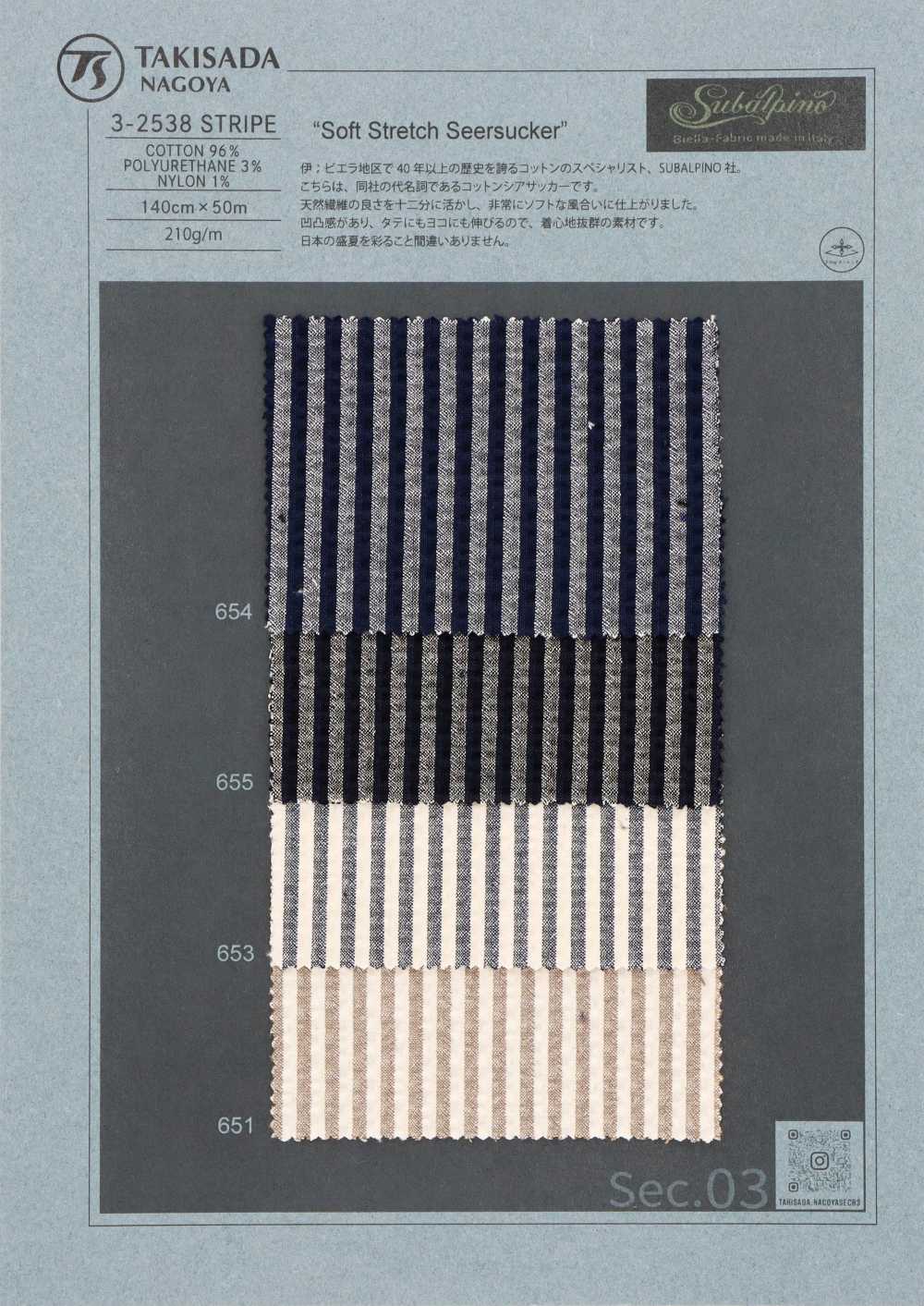 3-2538STRIPE SUBALPINO Transparenter Seersucker-Streifen[Textilgewebe] Takisada Nagoya