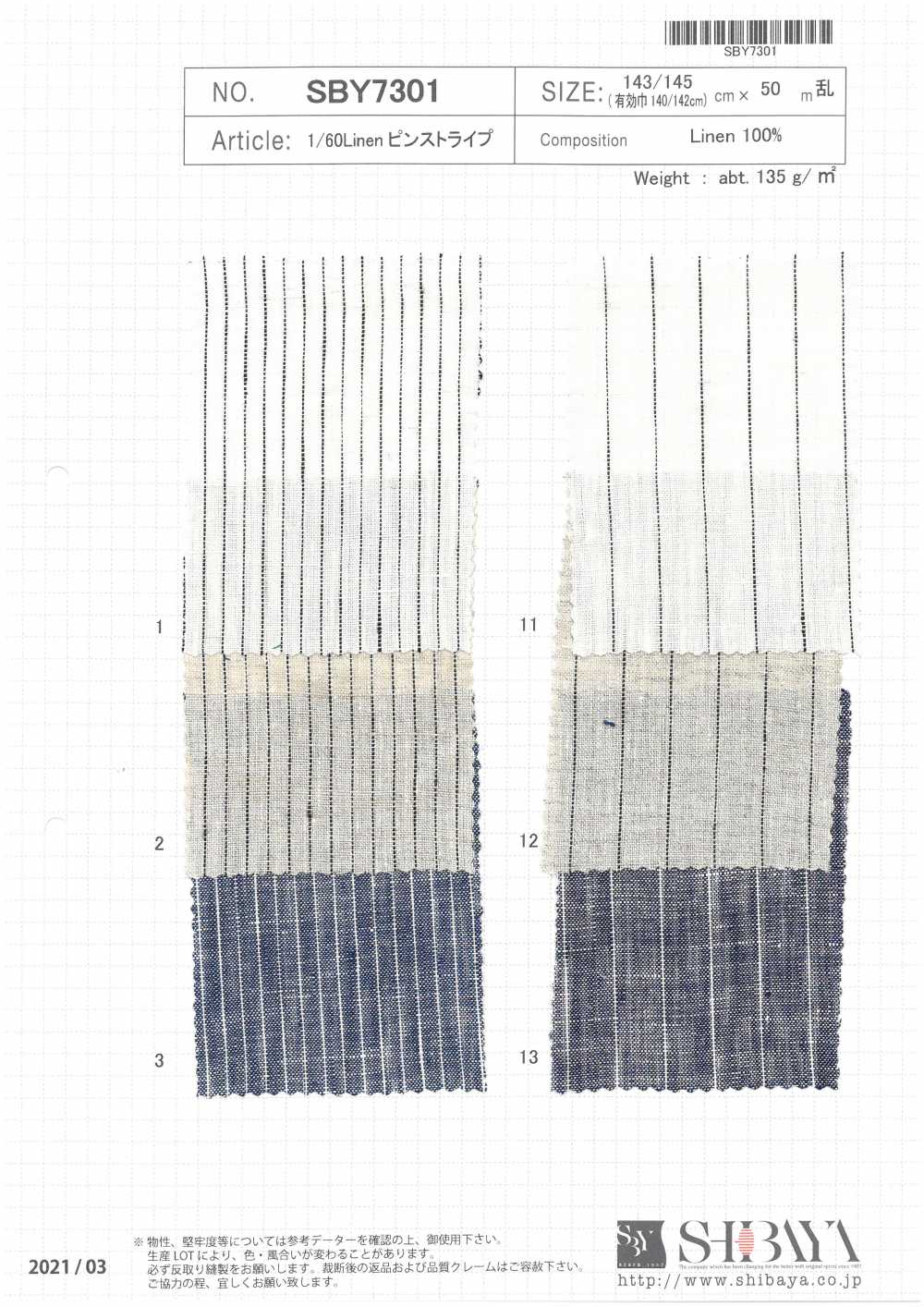 SBY7301 1/60 Leinen Nadelstreifen[Textilgewebe] SHIBAYA