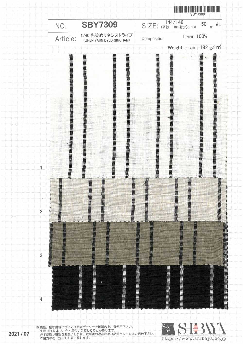 SBY7309 1/40 Garngefärbter Leinenstreifen[Textilgewebe] SHIBAYA