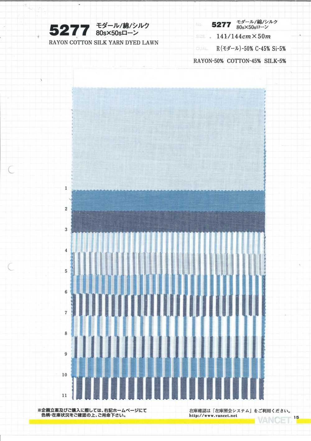 5277 Modal/Baumwolle/Seide 80 Single Thread X 50 Thread Rasen[Textilgewebe] VANCET