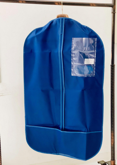 NO80 Zweifach Gefaltete, Doppelseitige Schneidertasche Aus Vliesstoff, Blau[Kleiderbügel / Kleidersack]