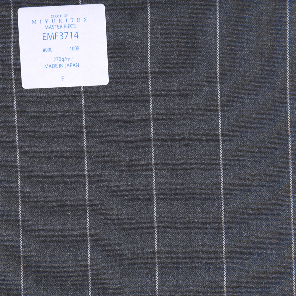 EMF3714 Masterpiece Collection Savile Row Yarn Count Series Wide Striped Grey[Textil] Miyuki-Keori (Miyuki)