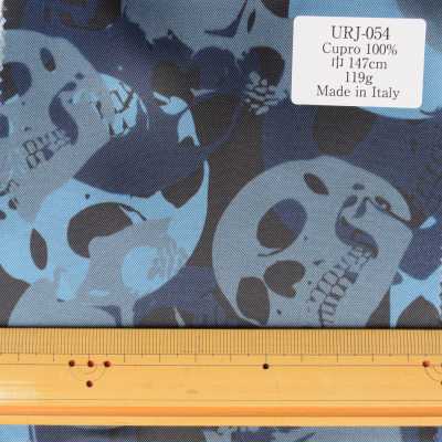 URJ-054 Hergestellt In Italien Cupra 100 % Bedrucktes Futter Blaues Skelettmuster[Beschichtung] TKS Sub-Foto
