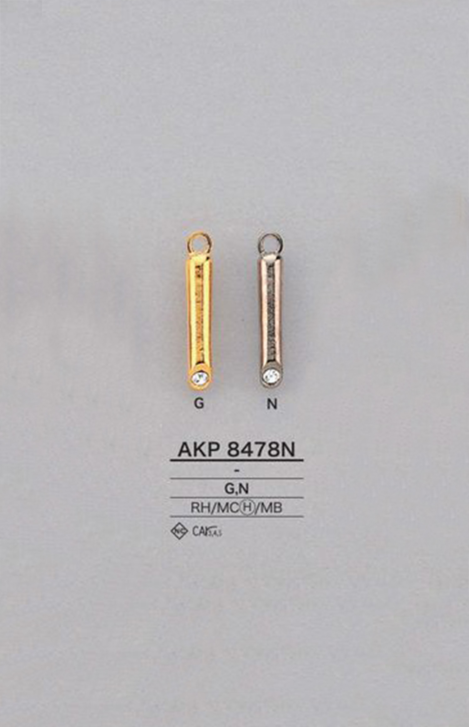 AKP8478N Zylindrische Reißverschlussspitze Mit Strass (Zuglasche) IRIS