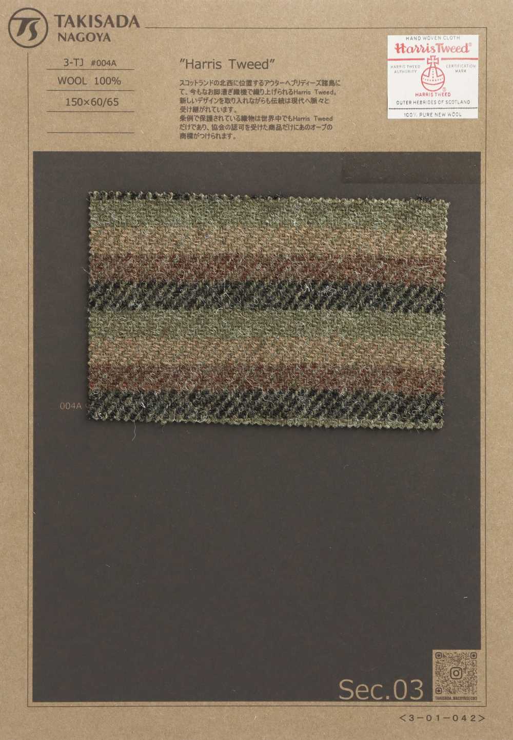 3-TJ004A HARRIS Harris Tweed Zufällige Horizontale Streifen[Textilgewebe] Takisada Nagoya