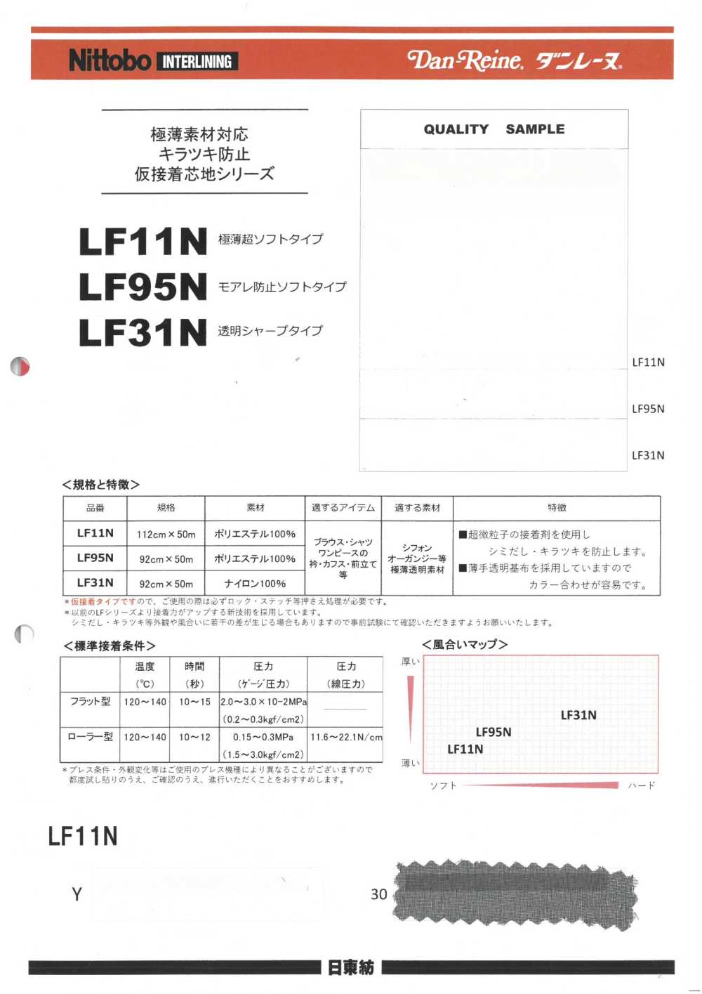 LF11N Blendfreie, Temporäre, Bügelbare Einlageserie Für Ultradünne Materialien. Ultradünne, Ultraweiche Au Nittobo