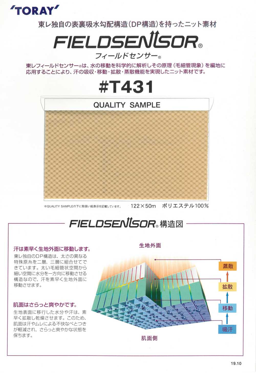 T431 TORAY Field Sensor® Strickmaterial Für Unterbekleidung[Textilgewebe] Tamurakoma