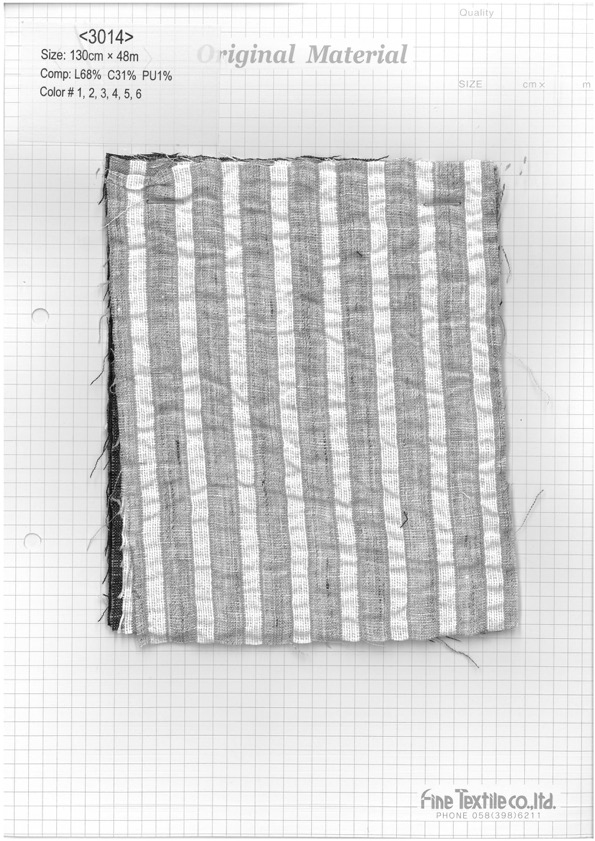3014 Gestreifte Raffungen Aus Leinen Und Baumwolle[Textilgewebe] Feines Textil