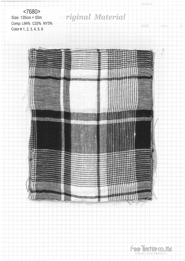 7680 Leinen-Baumwoll-Karo[Textilgewebe] Feines Textil