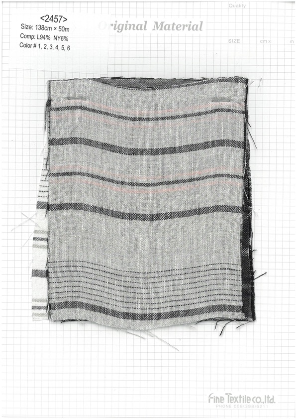 2457 Leinen Heather Multi Horizontale Streifen[Textilgewebe] Feines Textil