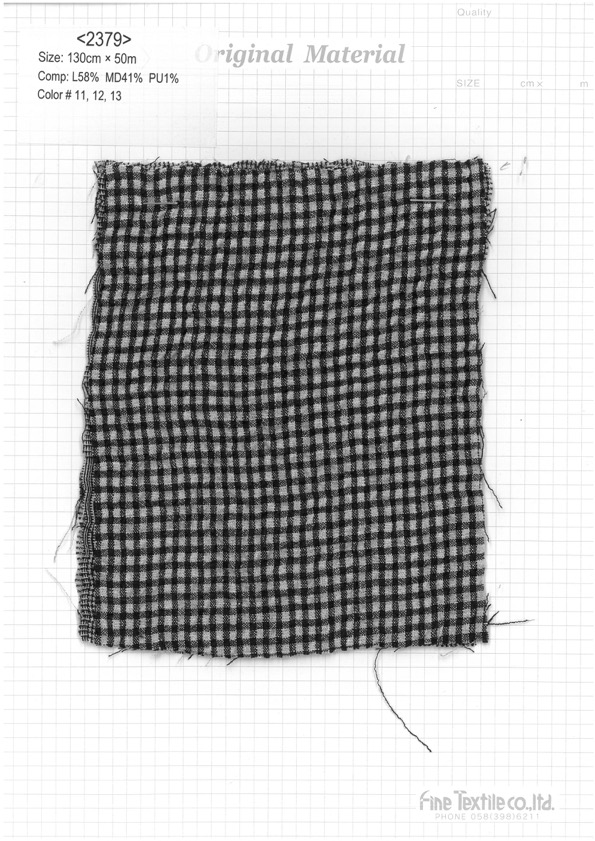 2379 Leinen-Modal-Karo-Kräuseln[Textilgewebe] Feines Textil