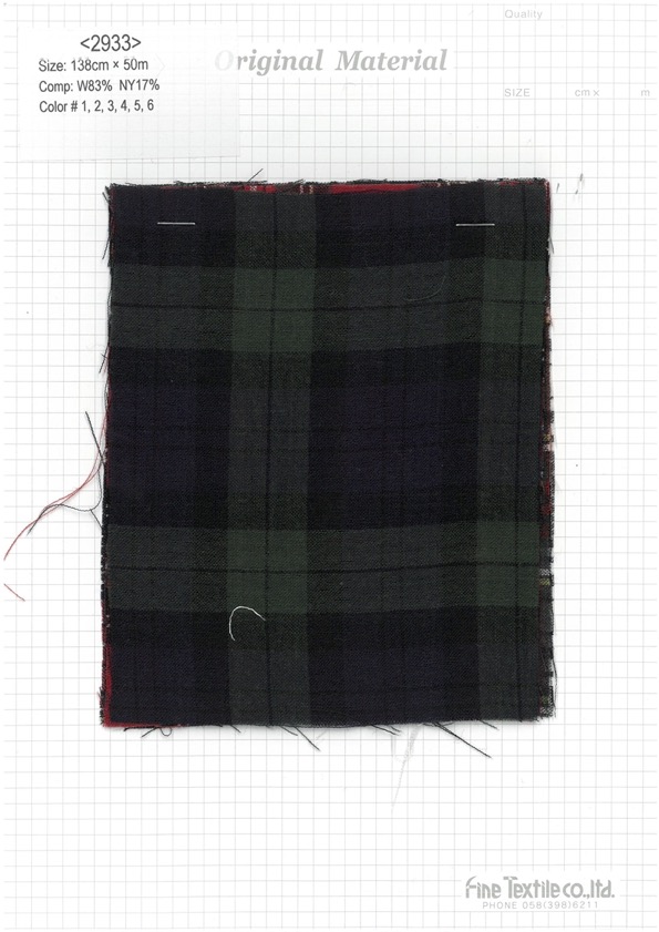 2933 Karo Aus Wollgaze[Textilgewebe] Feines Textil