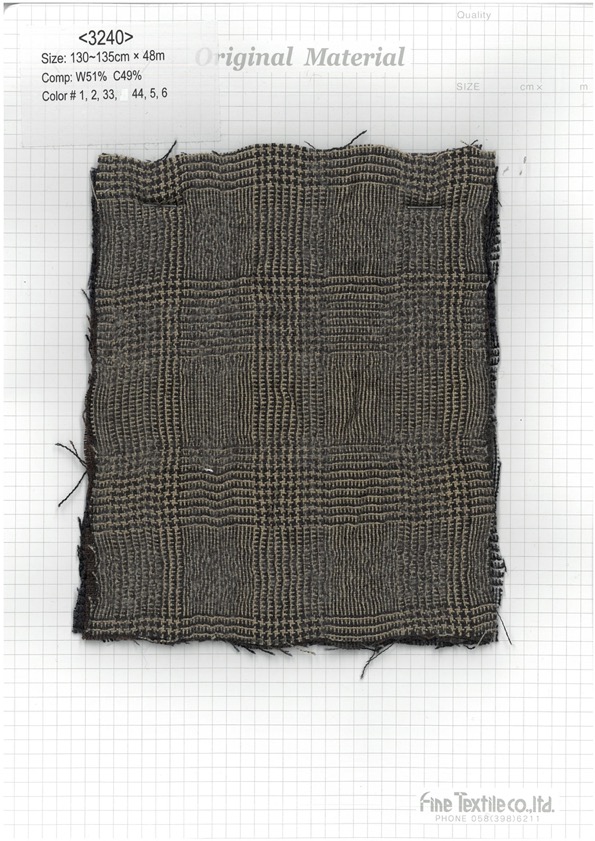 3240 Cotton Wool Washer Verarbeitung Glen Check[Textilgewebe] Feines Textil