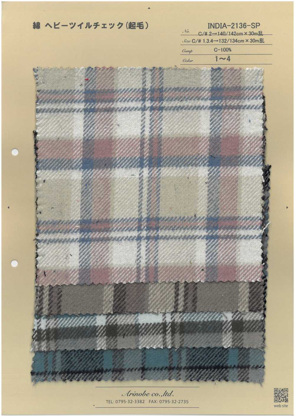 INDIA-2136-SP Baumwollschwerer Twill Karo (Fuzzy)[Textilgewebe] ARINOBE CO., LTD.