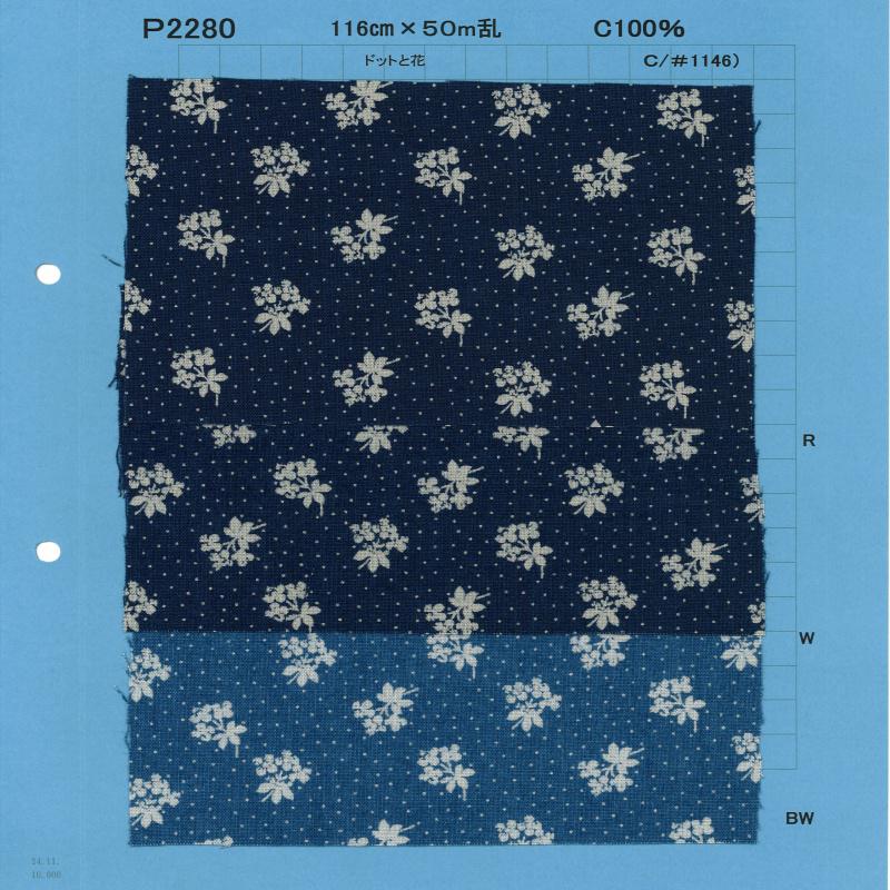 P2280-dotflower Chambray Discharge Print Punkte Und Blumen[Textilgewebe] Yoshiwa Textil
