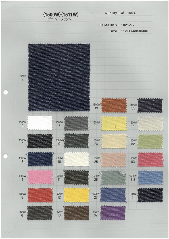 1500W Reichlich Farbvariationen Color Denim Washing Processing 10 Oz[Textilgewebe] Yoshiwa Textil