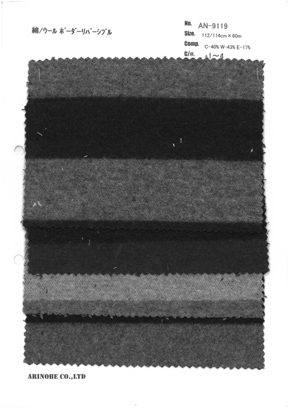 AN-9119 Baumwolle/Wolle Horizontale Streifen Wendbar[Textilgewebe] ARINOBE CO., LTD.