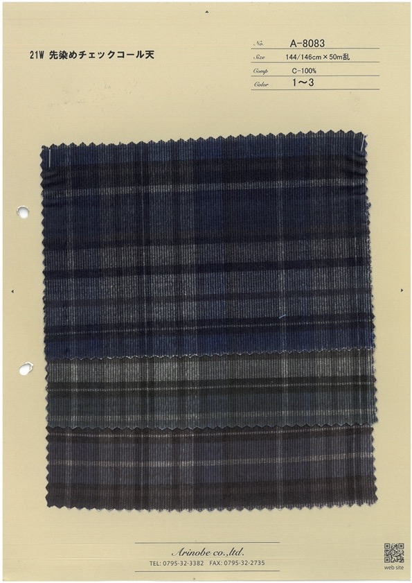 A-8083 21W Garngefärbter, Karierter Cord[Textilgewebe] ARINOBE CO., LTD.