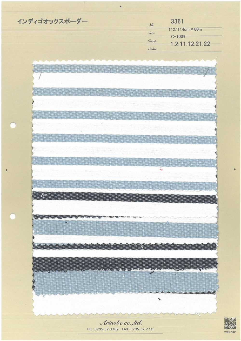 3361 Indigoblaue Oxford-Horizontalstreifen[Textilgewebe] ARINOBE CO., LTD.