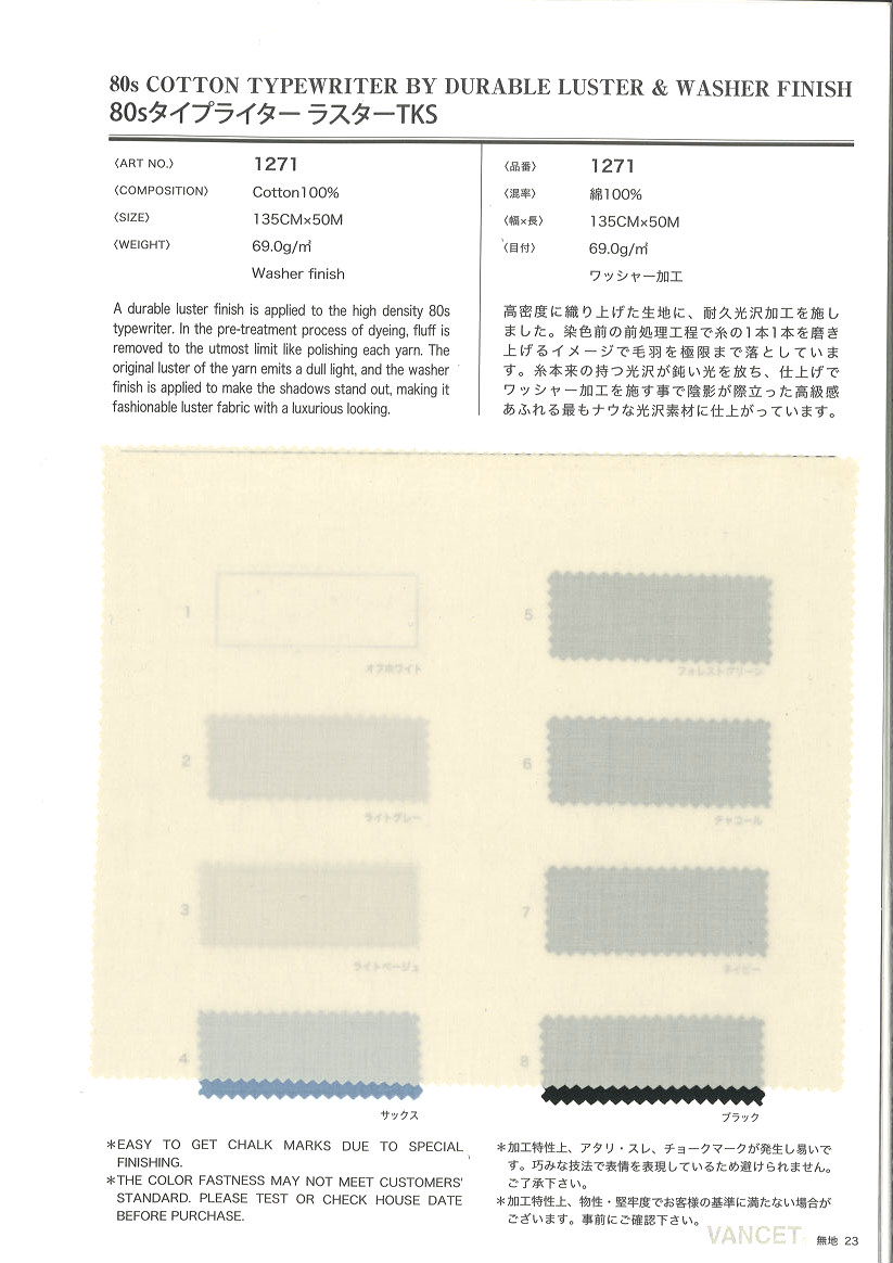 1271 80 Einfädiges Schreibmaschinentuch TKS[Textilgewebe] VANCET