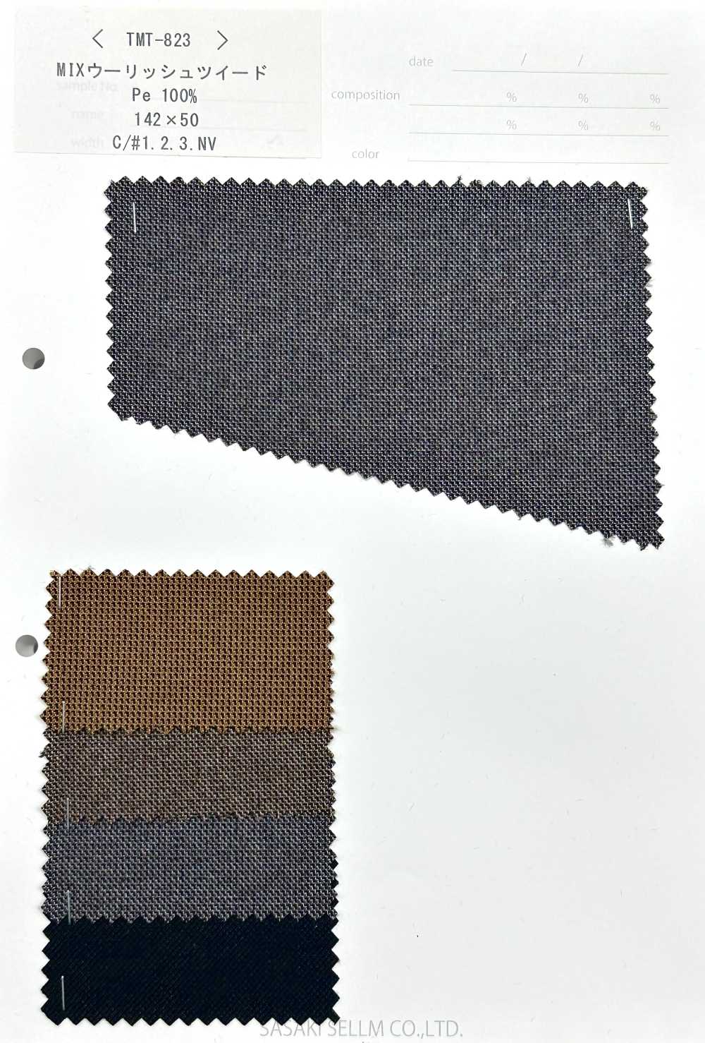 TMT-823 MISCHEN Woll-Tweed[Textilgewebe] SASAKISELLM