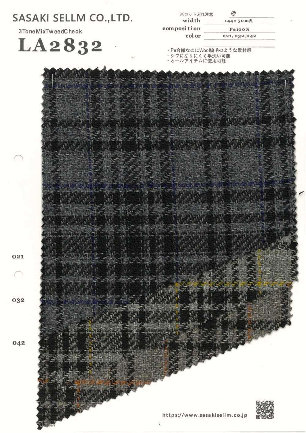 LA2832 3ToneMix Tweed Check[Textilgewebe] SASAKISELLM