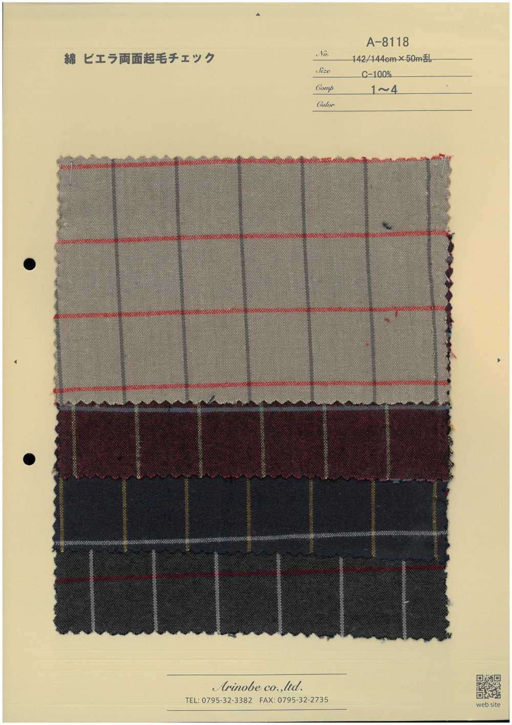 A-8118 Doppelseitiges Viyella-Karomuster Aus Flauschiger Baumwolle[Textilgewebe] ARINOBE CO., LTD.