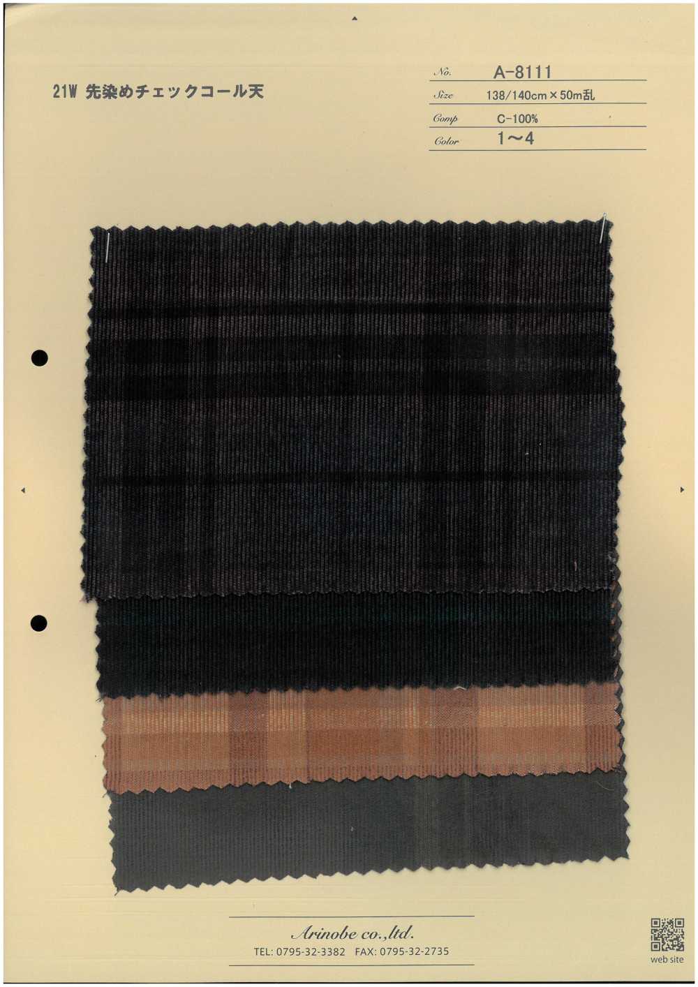 A-8111 21W Garngefärbter, Karierter Cord[Textilgewebe] ARINOBE CO., LTD.