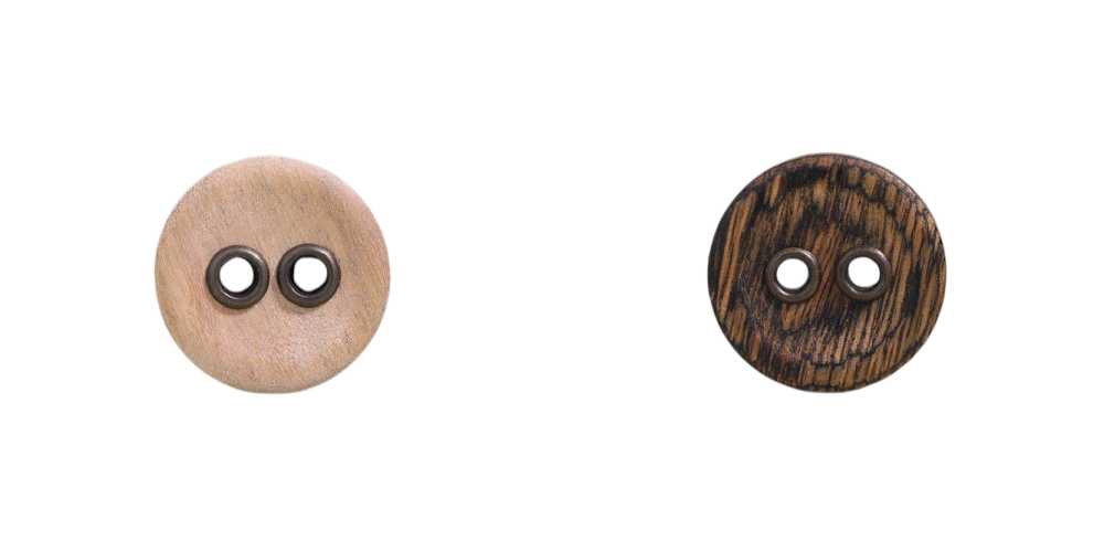 OW7400 Holz/Holz, Sperrholz/Messing Zweilochknopf[Taste] IRIS