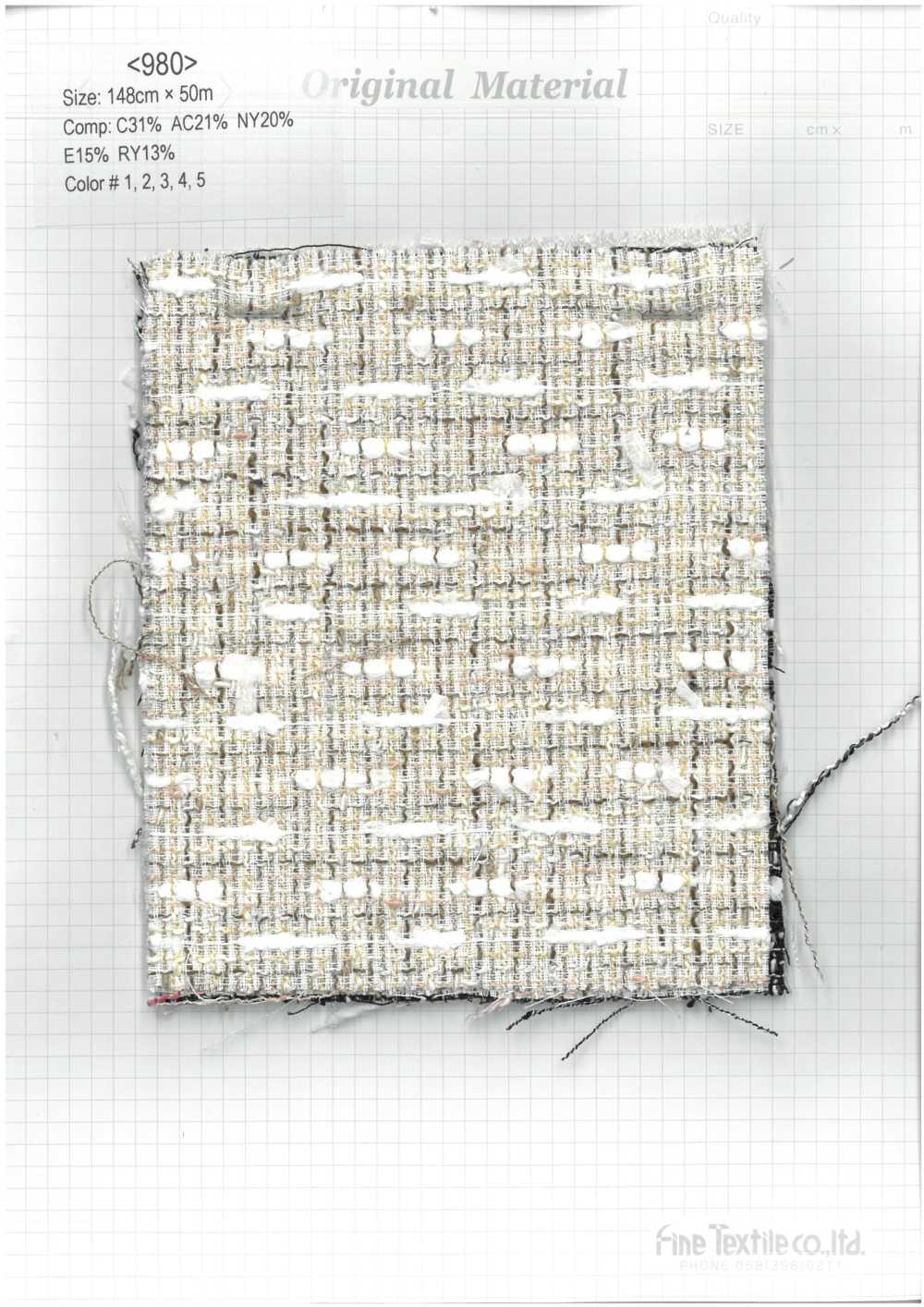 980 Ausgefallenes Garn Sommer-Tweed[Textilgewebe] Feines Textil