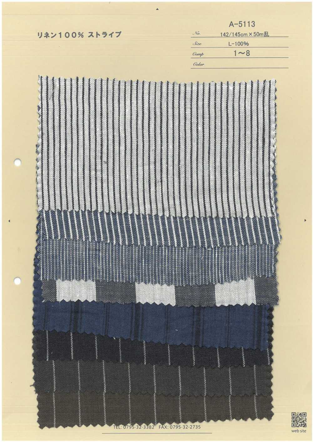 A-5113 100 % Leinen Gestreift[Textilgewebe] ARINOBE CO., LTD.