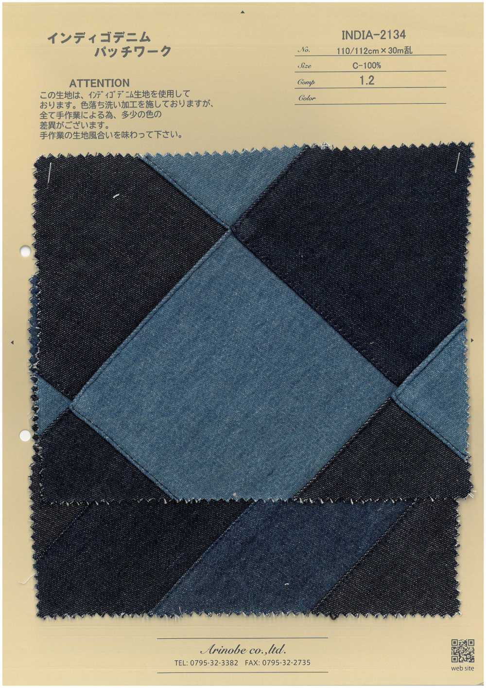 INDIA-2134 Indigo-Denim-Patchwork[Textilgewebe] ARINOBE CO., LTD.