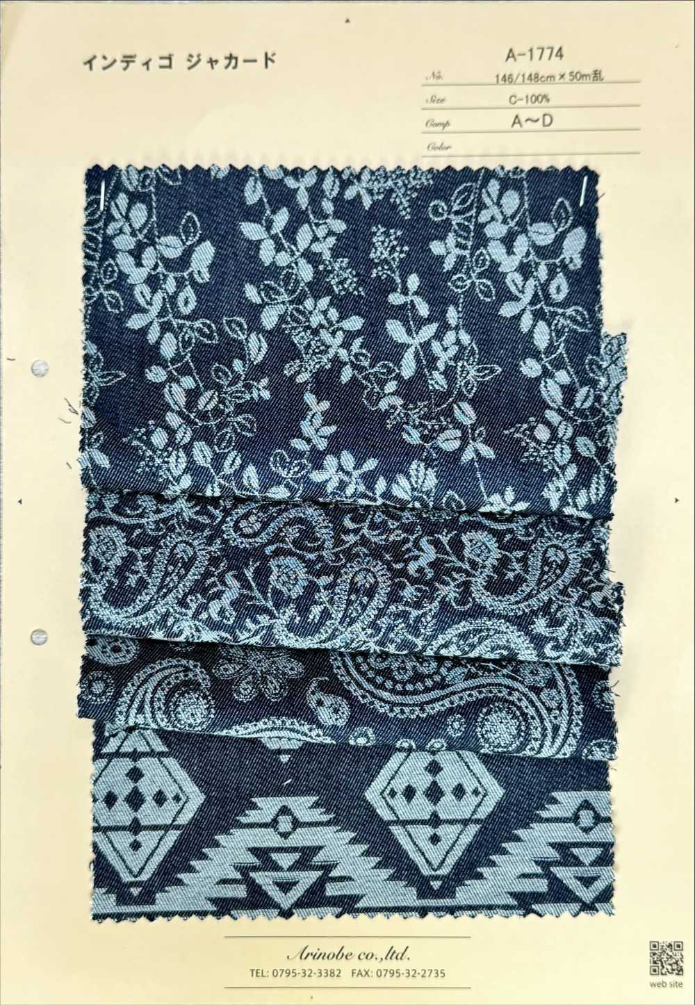 A-1774 Indigo-Jacquard[Textilgewebe] ARINOBE CO., LTD.