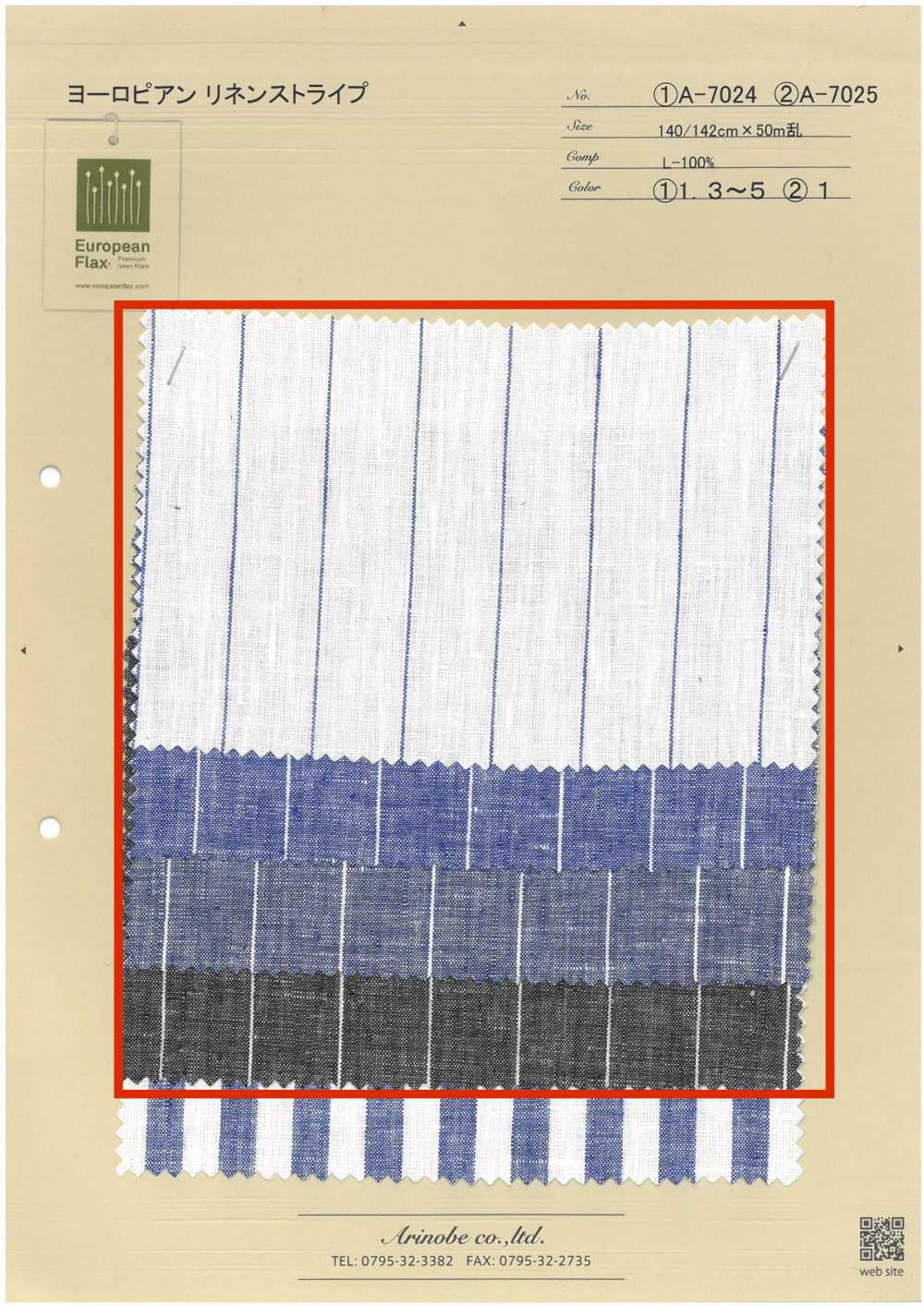 A-7024 Europäische Leinenstreifen[Textilgewebe] ARINOBE CO., LTD.