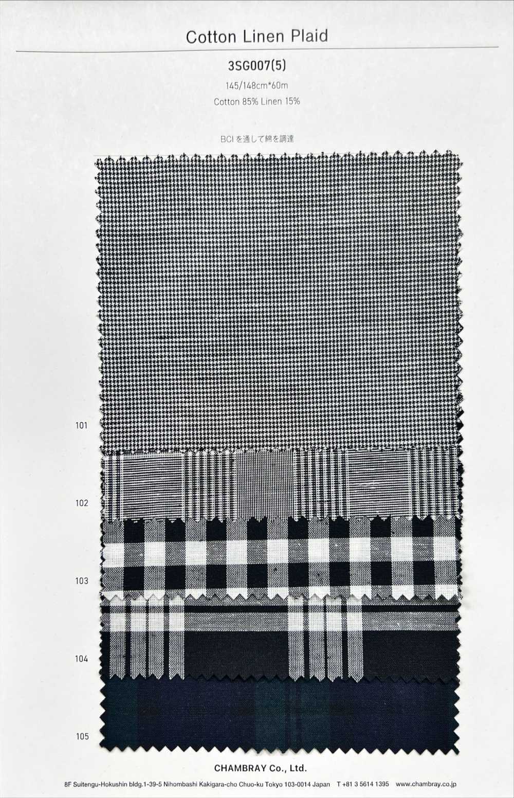 3SG007(5) Plaid Aus Baumwolle Und Leinen[Textilgewebe] Chambray