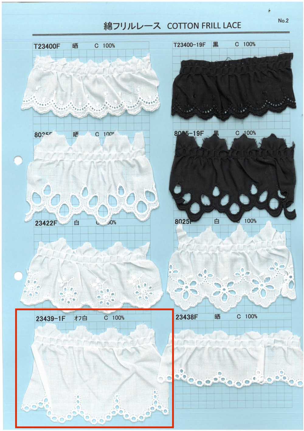 23439-1F Rüschenspitze Aus Baumwolle[Spitze] Kyowa Lace