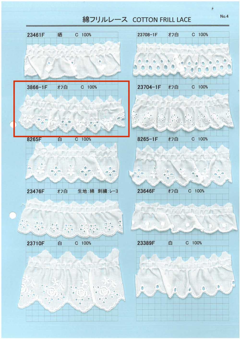 3866-1F Rüschenspitze Aus Baumwolle[Spitze] Kyowa Lace