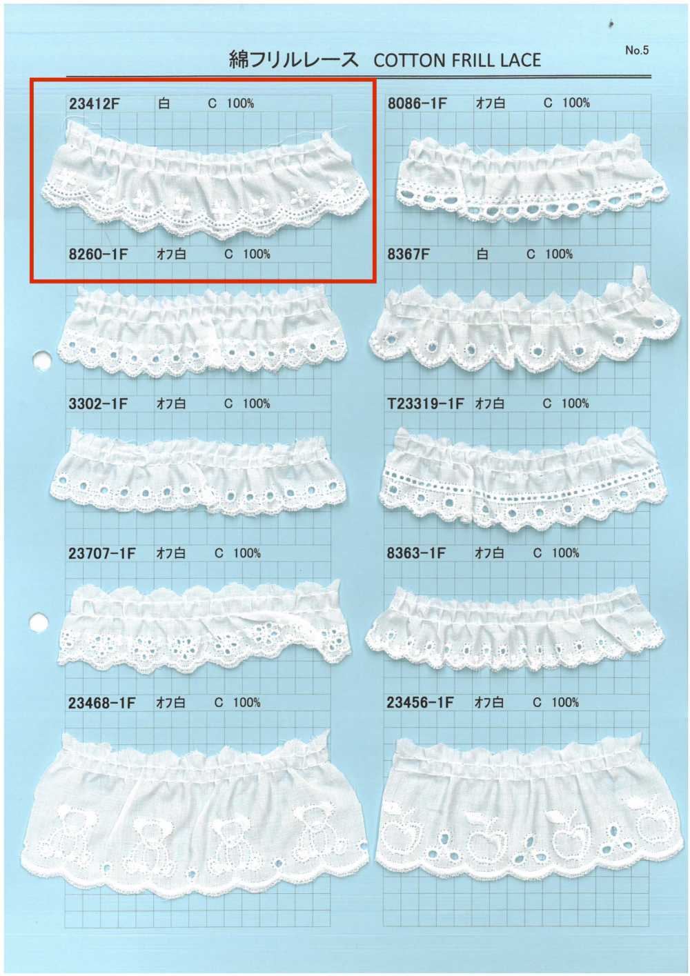 23412F Rüschenspitze Aus Baumwolle[Spitze] Kyowa Lace