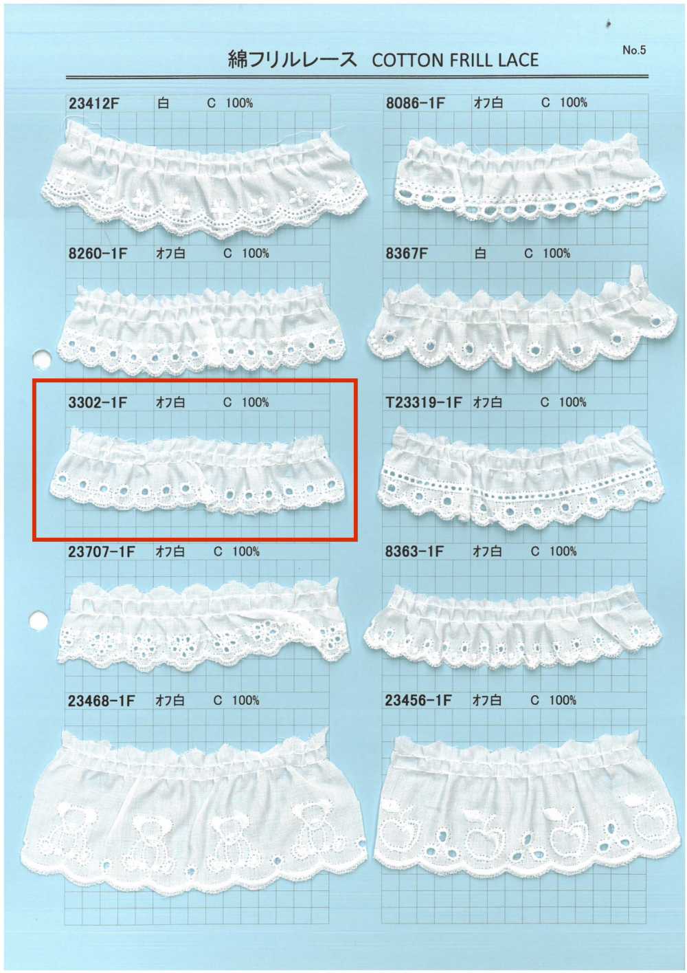3302-1F Rüschenspitze Aus Baumwolle[Spitze] Kyowa Lace