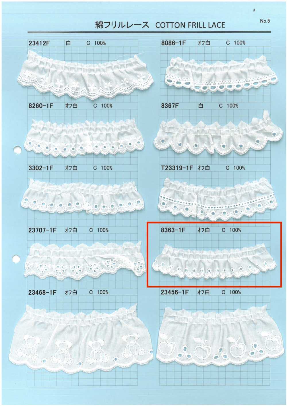 8363-1F Rüschenspitze Aus Baumwolle[Spitze] Kyowa Lace