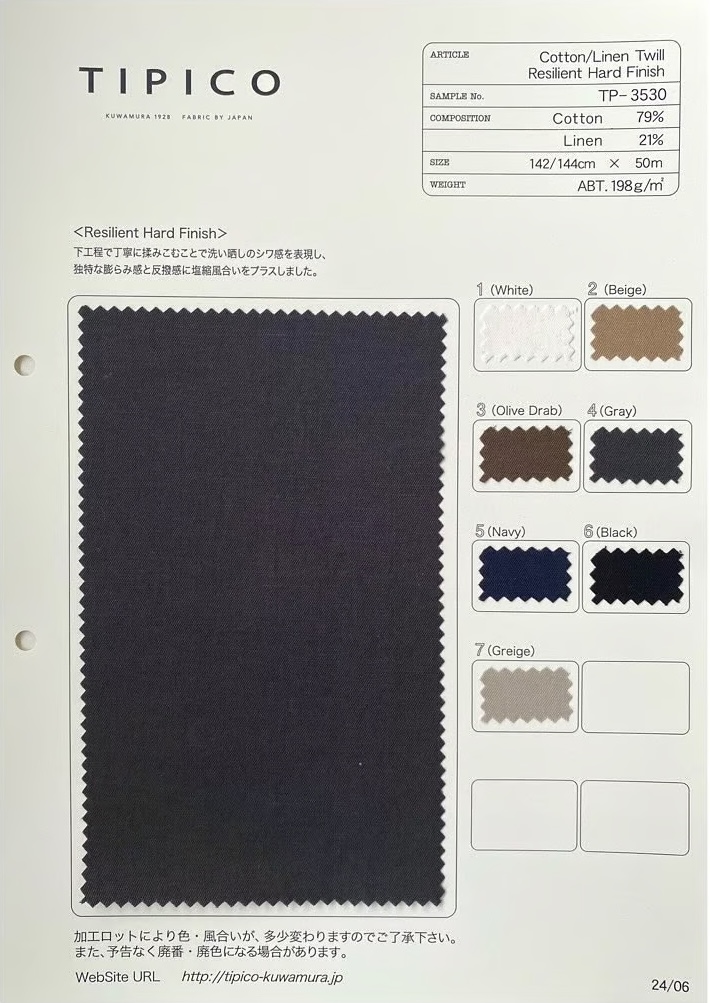 TP-3530 Baumwolle/Leinen Twill Widerstandsfähig Harte Verarbeitung[Textilgewebe] TIPICO (Kuwamura Textil)