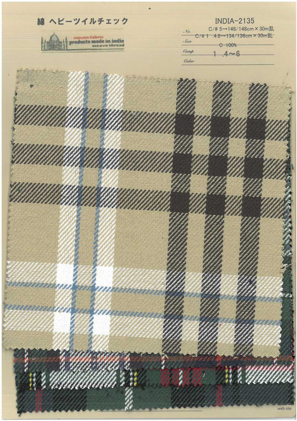 INDIA-2135 Schwerer Twill Aus Baumwolle Mit Karomuster[Textilgewebe] Ariyoshi Shoten