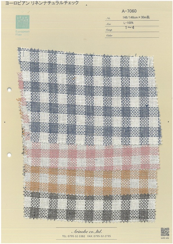 A-7060 Europäisches Leinen Naturkaro[Textilgewebe] ARINOBE