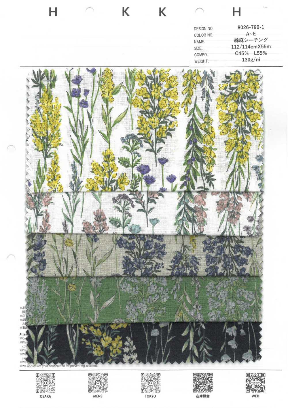 8026-790-1 Leinen Loomstate Gestreifte Blume[Textilgewebe] HOKKOH