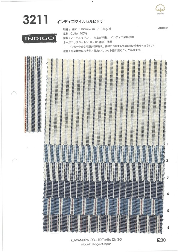 3211 Indigoblaue Köper-Webkante[Textilgewebe] Kuwamura Textil